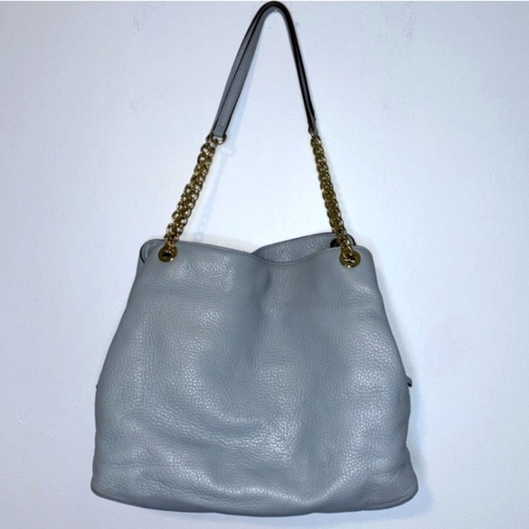 Michael‎ Kors Large Blue Pebbled Leather Jet Set Chain Shoulder Bag EUC - Picture 2 of 12